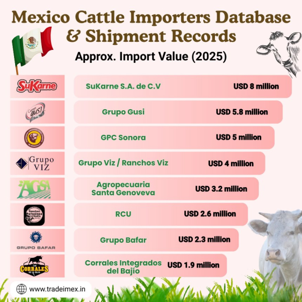Mexican Cattle Imports Data 2025 with HS