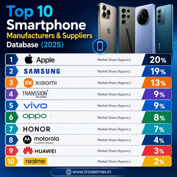 Global Smartphone Exports Data 2025: Top 10