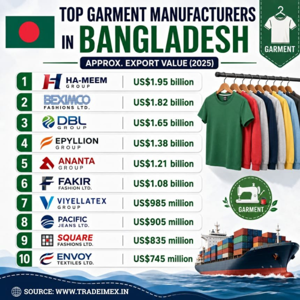 Bangladesh Garment Export Statistics 2025: Top Bangladesh
