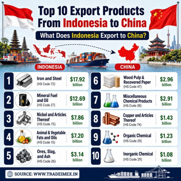Indonesia-China Bilateral Trade Data 2025: Top Imports