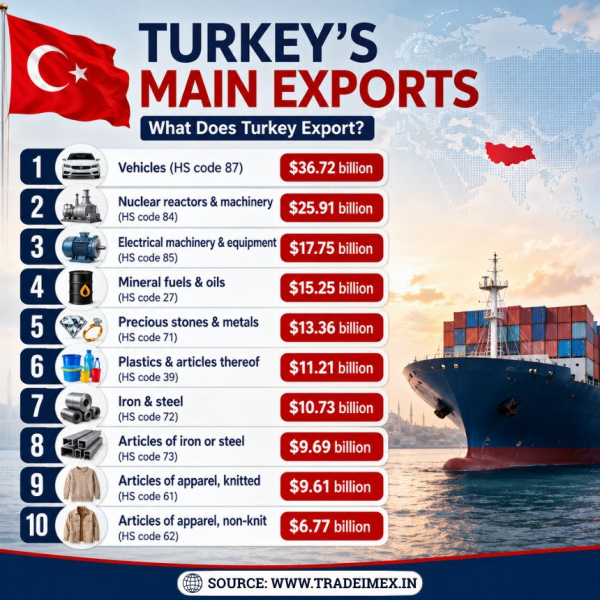 Turkey Import Export Data 2025-26: Major Turkey