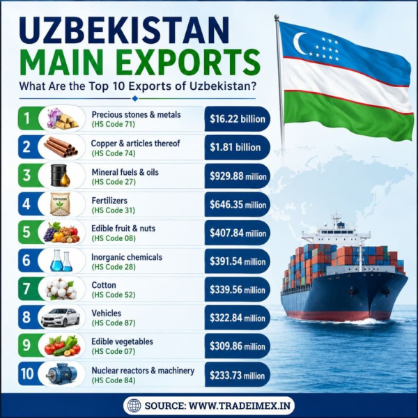 Uzbekistan Export Data 2025: Uzbekistan's Main Exports