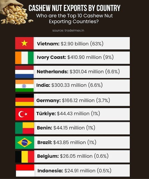 Worldwide Cashew Nut Exporters 2024-25: Find the